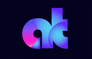 Alfabe harf kombinasyonu bir t pembe mavi degrade renk bir şirket ya da iş için bir logo olarak uygun tasarım