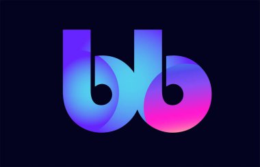 Alfabe harf kombinasyonu bb b b pembe mavi degrade renk bir şirket ya da iş için bir logo olarak uygun tasarım