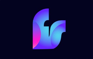 Alfabe harf kombinasyonu fs f s pembe mavi degrade renk bir şirket ya da iş için bir logo olarak uygun tasarım