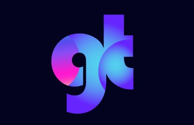 Alfabe harf kombinasyonu gt g t pembe mavi degrade renk bir şirket ya da iş için bir logo olarak uygun tasarım