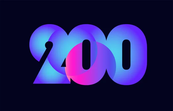 Návrh Číslo 200 Růžová Modrá Barva Přechodu Vhodné Jako Logo — Stockový vektor