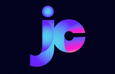 Alfabe harf kombinasyonu jc j c pembe mavi degrade renk bir şirket ya da iş için bir logo olarak uygun tasarım