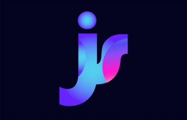Alfabe harf kombinasyonu js j s pembe mavi degrade renk bir şirket ya da iş için bir logo olarak uygun tasarım
