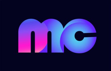 Alfabe harf kombinasyonu mc m c pembe mavi degrade renk bir şirket ya da iş için bir logo olarak uygun tasarım