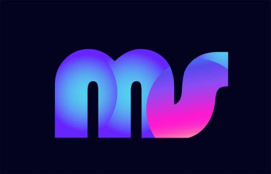 Alfabe harf kombinasyonu ms m s pembe mavi degrade renk bir şirket ya da iş için bir logo olarak uygun tasarım