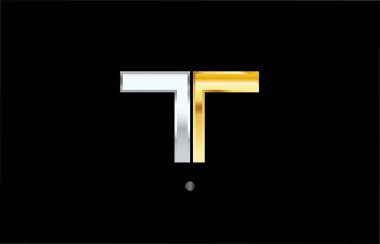 altın metalik renk ile t gümüş altın harf alfabe logo