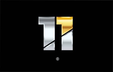 11 numara gümüş altın logosu altın metalik renk ile