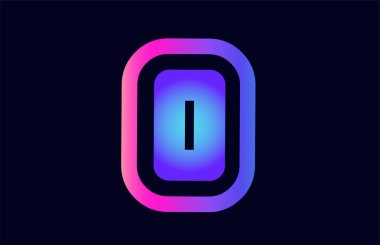 Alfabe harf o pembe mavi degrade renk bir şirket ya da iş için bir logo olarak uygun tasarım