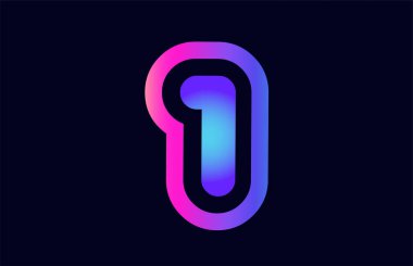Tasarımını numara 1 pembe mavi degrade renk bir şirket ya da iş için bir logo olarak uygun