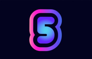 Tasarımını numara 5 pembe mavi degrade renk bir şirket ya da iş için bir logo olarak uygun