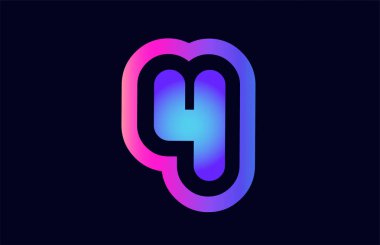 Tasarımını numara 4 Pembe Mavi degrade renk bir şirket ya da iş için bir logo olarak uygun