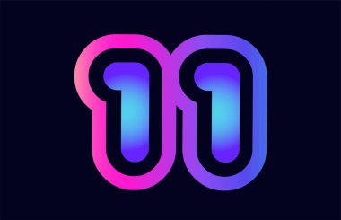 Tasarımını numara 11 Pembe Mavi degrade renk bir şirket ya da iş için bir logo olarak uygun