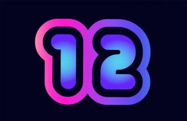 Tasarımını numara 12 pembe mavi degrade renk bir şirket ya da iş için bir logo olarak uygun