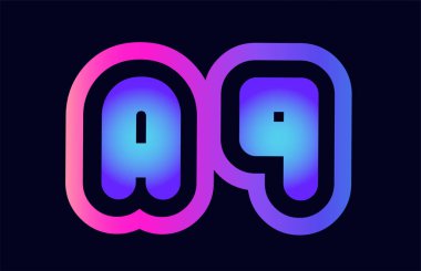 Alfabesi kombinasyonu mektup aq bir q pembe mavi degrade renk bir şirket ya da iş için bir logo olarak uygun tasarım