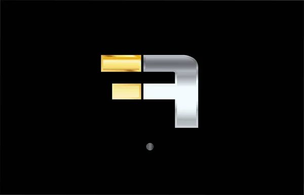 Logo Alphabet Lettre Argenté Avec Une Couleur Métallique Dorée — Image vectorielle