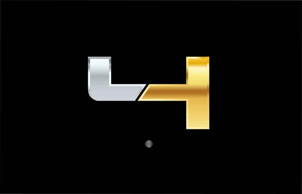 Nummer Zilver Gouden Logo Met Gouden Metallic Kleur — Stockvector