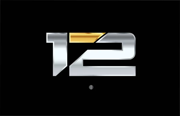 Logotipo Ouro Prata Números Com Cor Metálica Dourada —  Vetores de Stock