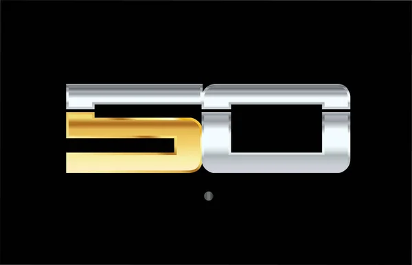Čísel Stříbrné Zlaté Logo Zlaté Metalické Barvy — Stockový vektor