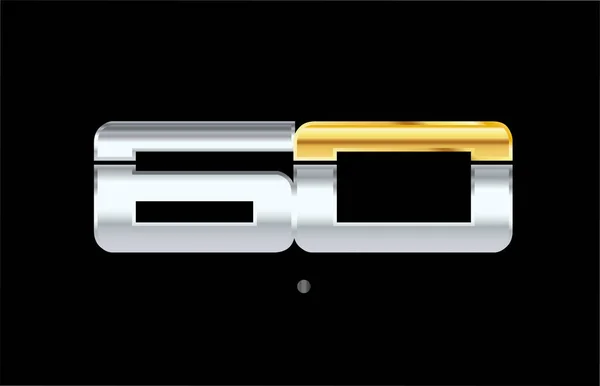 Logotipo Oro Plateado Números Con Color Metálico Dorado — Vector de stock