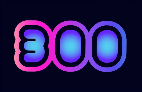 Conception Numéro 300 Rose Bleu Dégradé Couleur Appropriée Comme Logo — Image vectorielle