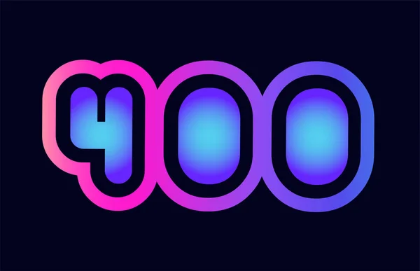 Design Der Zahl 400 Rosa Blauen Farbverlauf Als Logo Für — Stockvektor