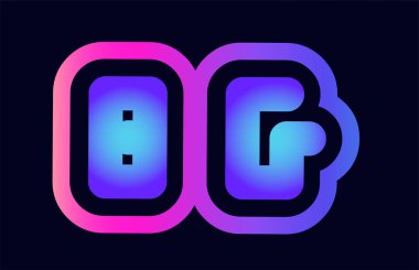 Alfabesi kombinasyonu mektup bg b g pembe mavi degrade renk bir şirket ya da iş için bir logo olarak uygun tasarım