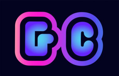 Alfabesi kombinasyonu mektup gc g c pembe mavi degrade renk bir şirket ya da iş için bir logo olarak uygun tasarım