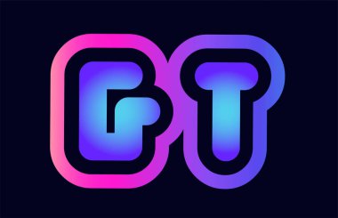 Alfabesi kombinasyonu mektup gt g t pembe mavi degrade renk bir şirket ya da iş için bir logo olarak uygun tasarım