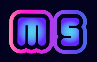 Alfabesi kombinasyonu mektup ms m s pembe mavi degrade renk bir şirket ya da iş için bir logo olarak uygun tasarım
