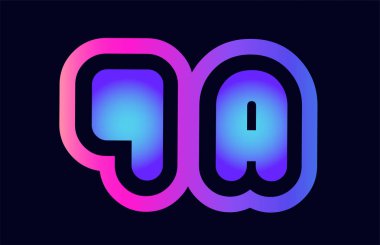 Alfabesi kombinasyonu mektup qa q bir pembe mavi degrade renk bir şirket ya da iş için bir logo olarak uygun tasarım