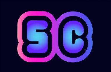 Alfabesi kombinasyonu mektup sc s c pembe mavi degrade renk bir şirket ya da iş için bir logo olarak uygun tasarım