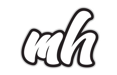 Siyah ve Beyaz alfabe harf kombinasyonu mh m h bir şirket ya da iş için bir logo olarak uygun tasarım