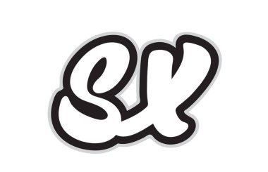 Siyah ve Beyaz alfabe harf kombinasyonu sx s tasarımını x bir şirket ya da iş için bir logo olarak uygun