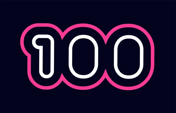 粉红色的白色蓝色数字100标志设计适合公司或企业 — 图库矢量图片