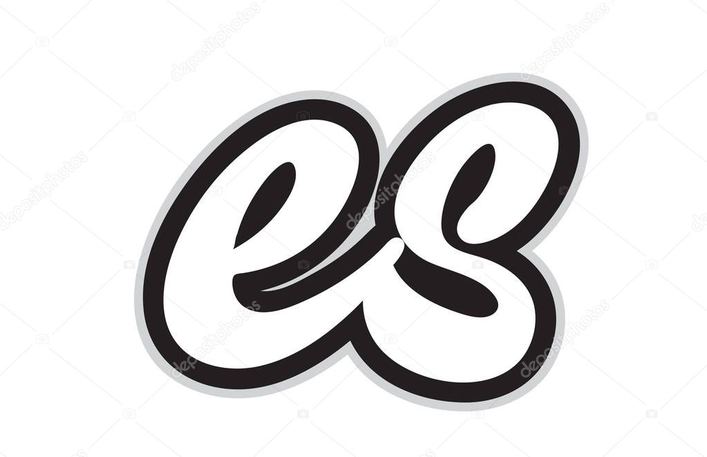 Design of black and white alphabet letter combination es e s suitable as a logo for a company or business