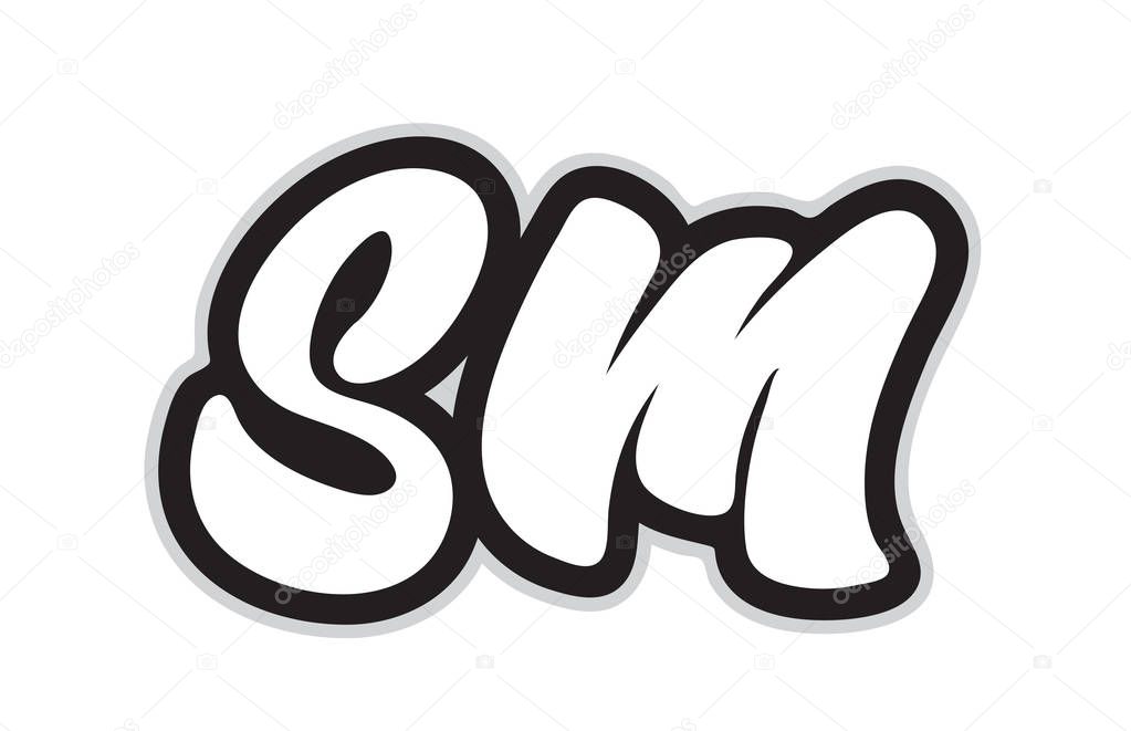 Design of black and white alphabet letter combination sm s m suitable as a logo for a company or business