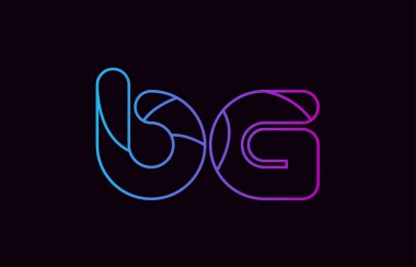 Alfabe harf kombinasyonu bg b g logo tasarımı mavi ve pembe renk bir şirket ya da iş için uygun