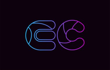 Alfabe harf kombinasyonu ec e c logo tasarımı mavi ve pembe renk bir şirket ya da iş için uygun