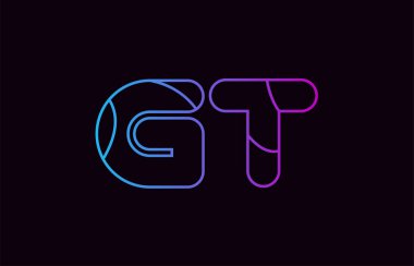 Alfabe harf kombinasyonu gt g t logo tasarımı mavi ve pembe renk bir şirket ya da iş için uygun