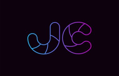 Alfabe harf kombinasyonu jc j c logo tasarımı mavi ve pembe renk bir şirket ya da iş için uygun