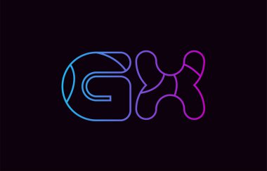 Alfabe harf kombinasyonu gx g x logo tasarımı mavi ve pembe renk bir şirket ya da iş için uygun