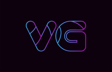 Alfabe harf kombinasyonu vg v g logo tasarımı mavi ve pembe renk bir şirket ya da iş için uygun