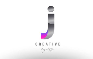 Alfabe harf j gümüş gri metal metalik degrade renk bir şirket ya da iş için bir logo olarak uygun tasarım