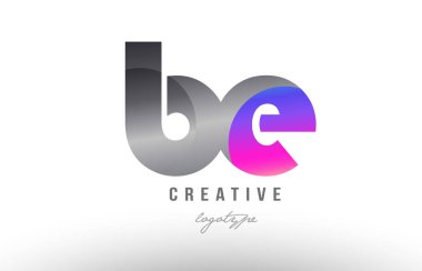 Alfabe harf kombinasyonu tasarımını b e gümüş gri metal metalik gradyan rengi bir şirket ya da iş için bir logo olarak uygun olması