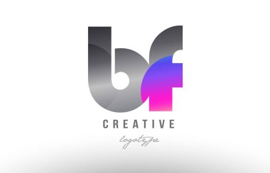 Alfabe harf kombinasyonu bf b f gümüş gri metal metalik degrade renk bir şirket ya da iş için bir logo olarak uygun tasarım