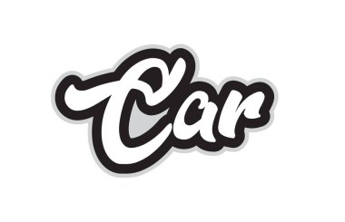 Araba el word metni tipografi tasarımı için siyah ve beyaz renkte yazılmış. Bir logo, marka veya kartı için kullanılabilir