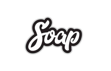sabun el word metni tipografi tasarımı için siyah ve beyaz renkte yazılmış. Bir logo, marka veya kartı için kullanılabilir