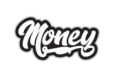 para el word metni tipografi tasarımı için siyah ve beyaz renkte yazılmış. Bir logo, marka veya kartı için kullanılabilir