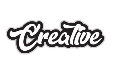 yaratıcı el word metni tipografi tasarımı için siyah ve beyaz renkte yazılmış. Bir logo, marka veya kartı için kullanılabilir