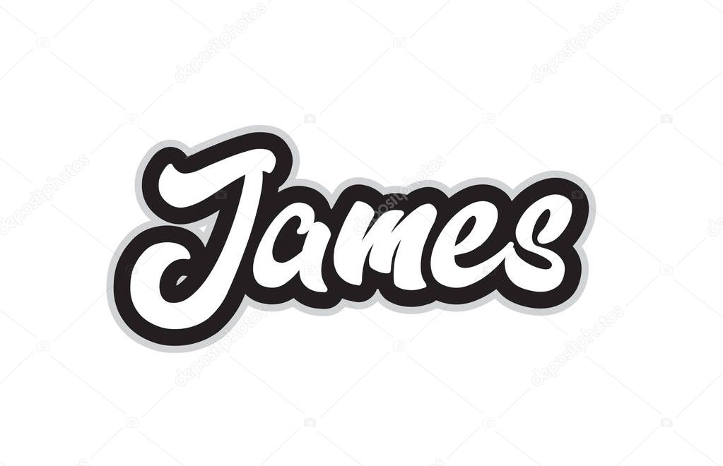 james hand written word text for typography design in black and white color. Can be used for a logo, branding or card